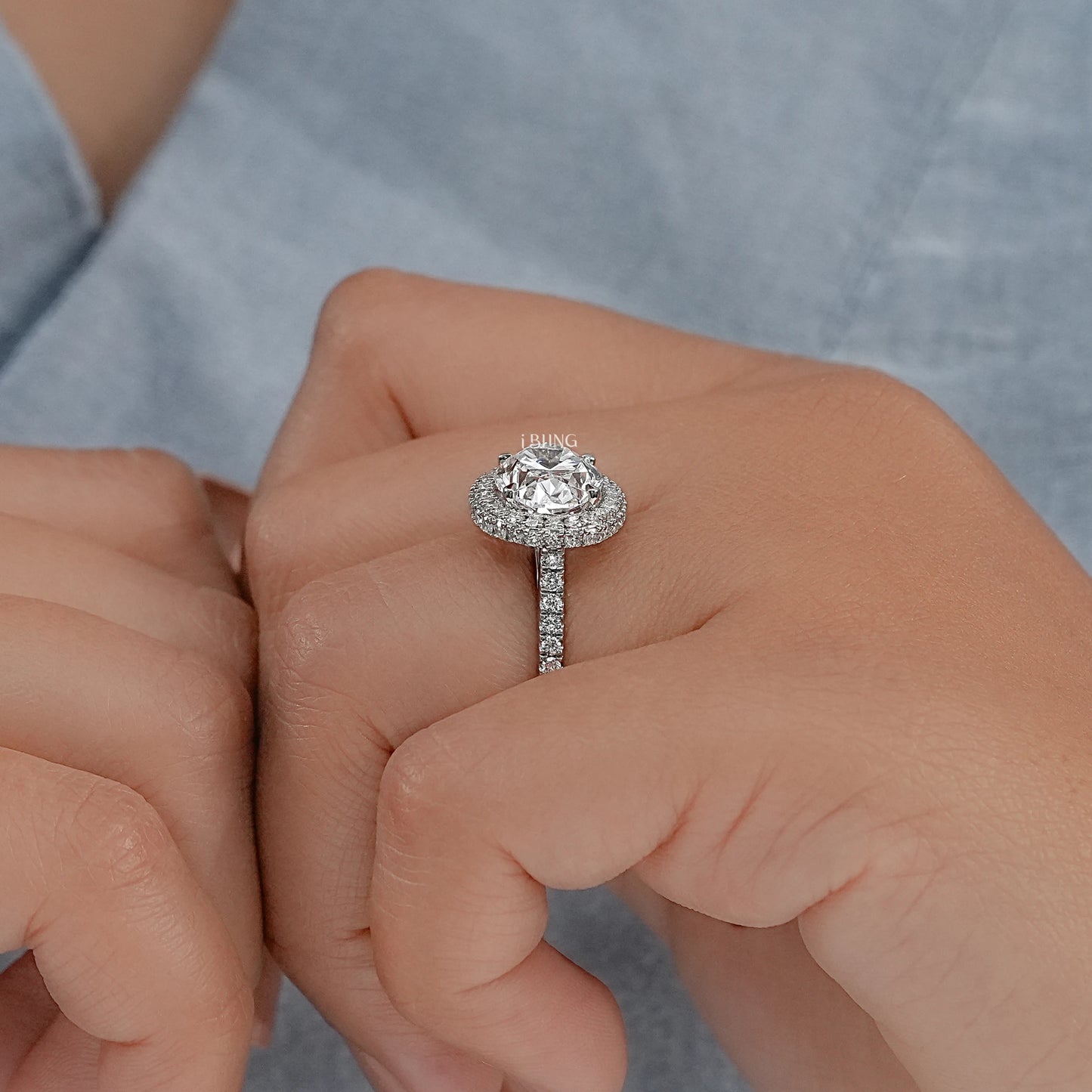 Double Halo East-West Oval Cut Ring Halo Ring