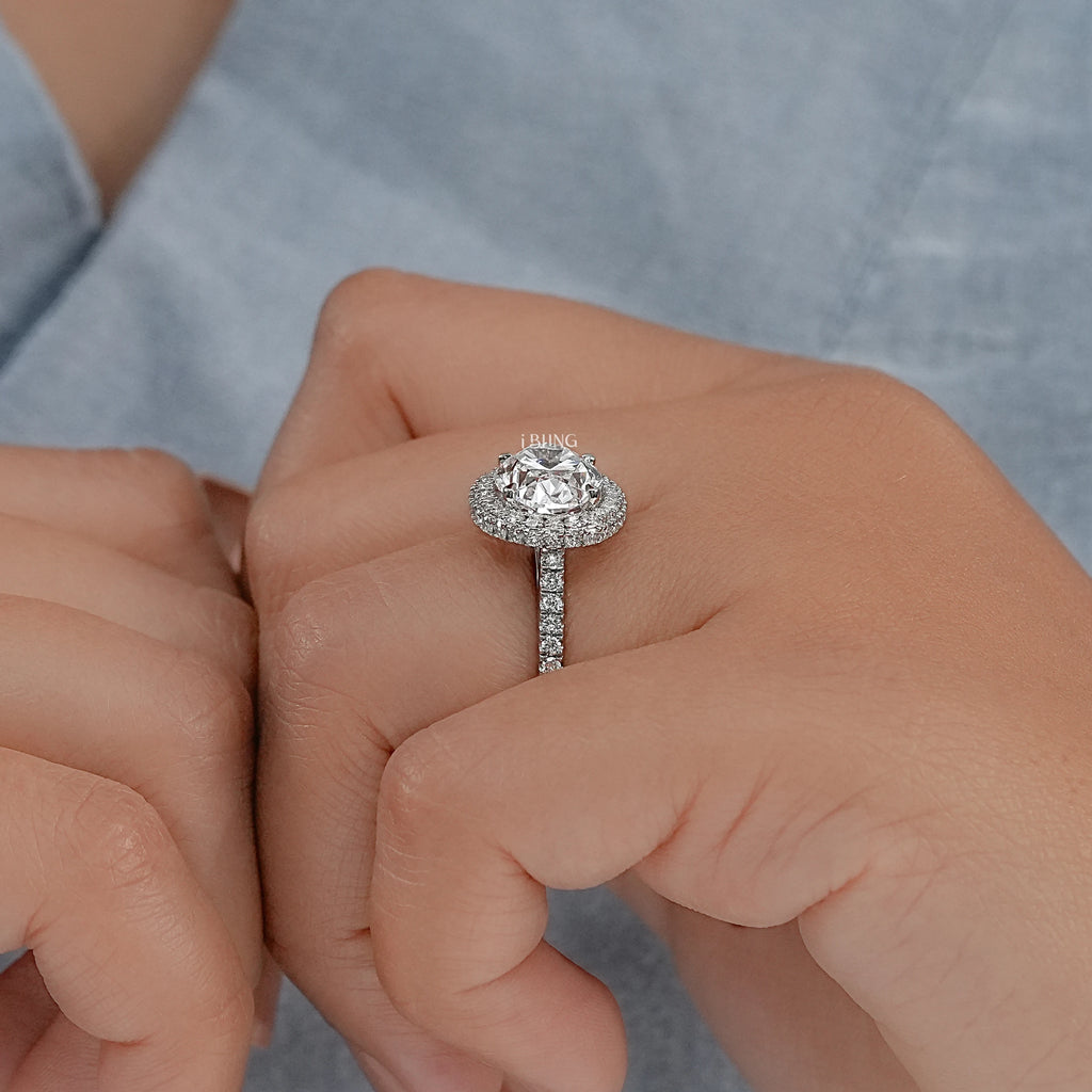 Double Halo East-West Oval Cut Ring
