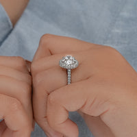 Double Halo East-West Oval Cut Ring