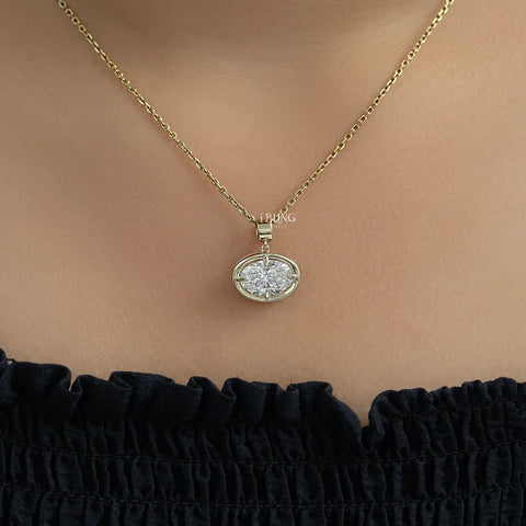 East West Oval Cut Lab Grown Diamond Pendant