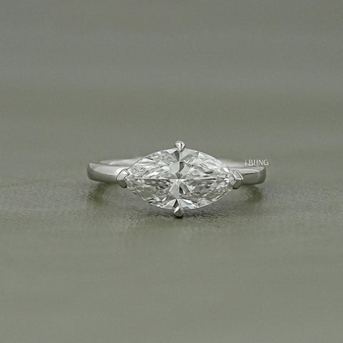 East West Marquise Lab Grown Diamond Solitaire Ring