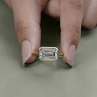 Bezel East West Set Emerald Diamond Ring