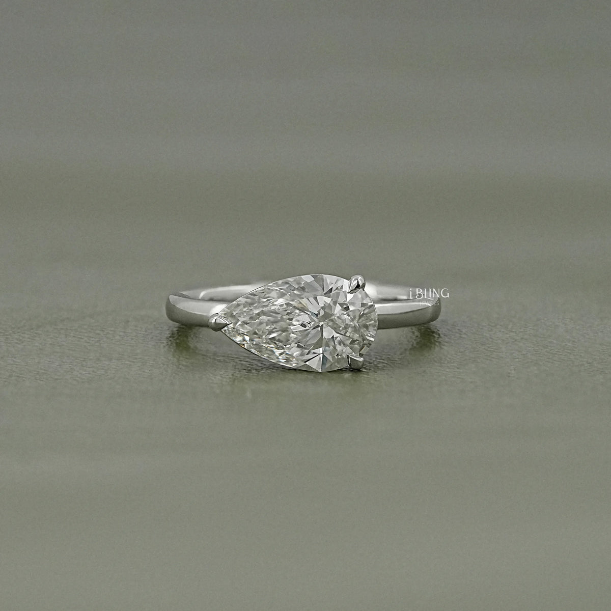 Pear Cut Lab Diamond Solitaire Engagement Ring Solitaire Ring
