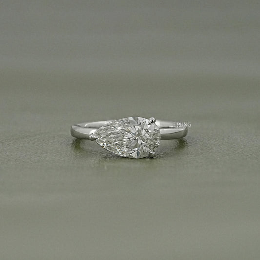 Pear Cut Lab Diamond Solitaire Engagement Ring Solitaire Ring