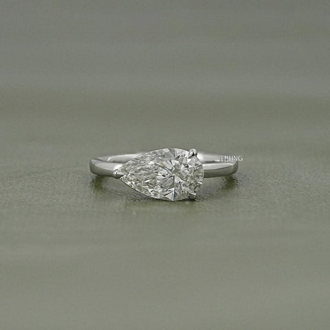 Pear Cut Lab Diamond Solitaire Engagement Ring