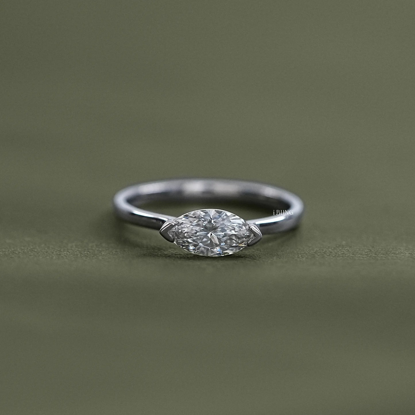 iBling Jewels East West Marquise Diamond Solitaire Ring, refined shape for luxury jewelry lovers