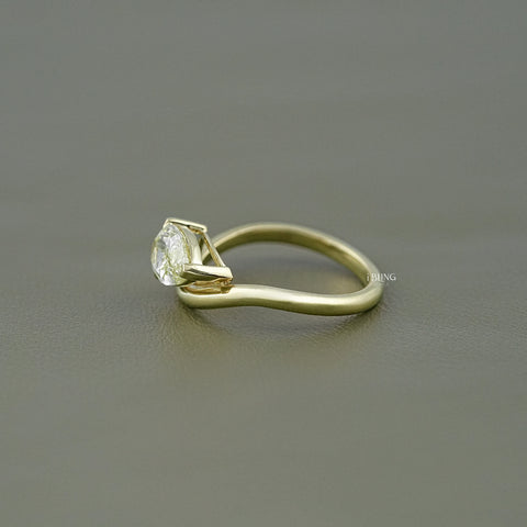 Pear Lab Grown Diamond Curved Solitaire Ring