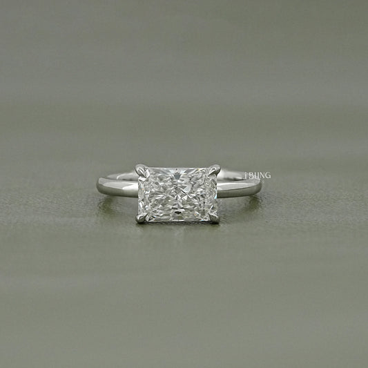 Radiant Lab Grown Diamond East West Solitaire Ring Solitaire Ring