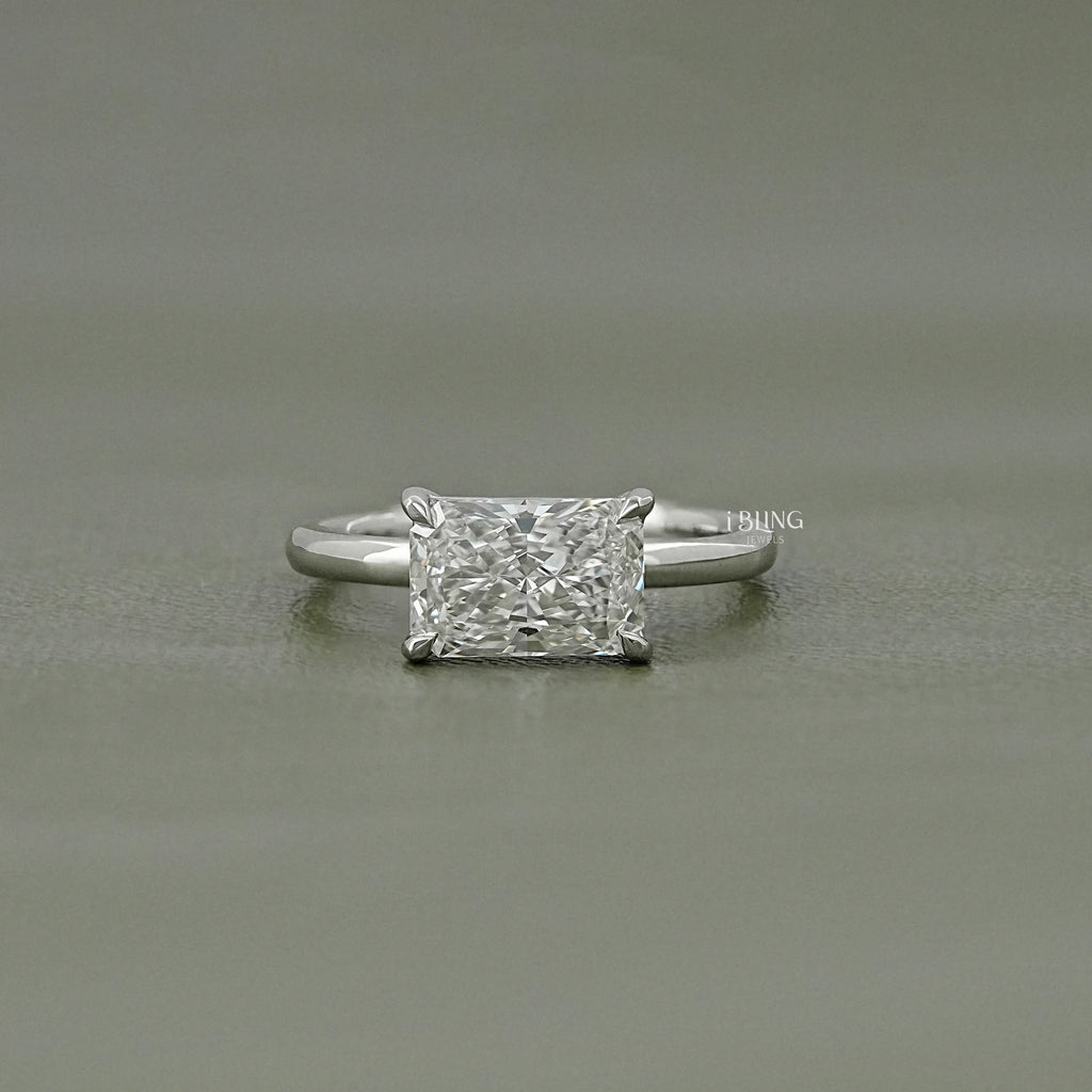 Radiant Lab Grown Diamond East West Solitaire Ring