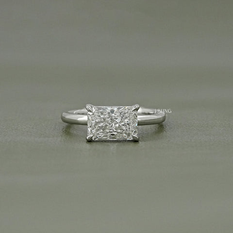 Radiant Lab Grown Diamond East West Solitaire Ring