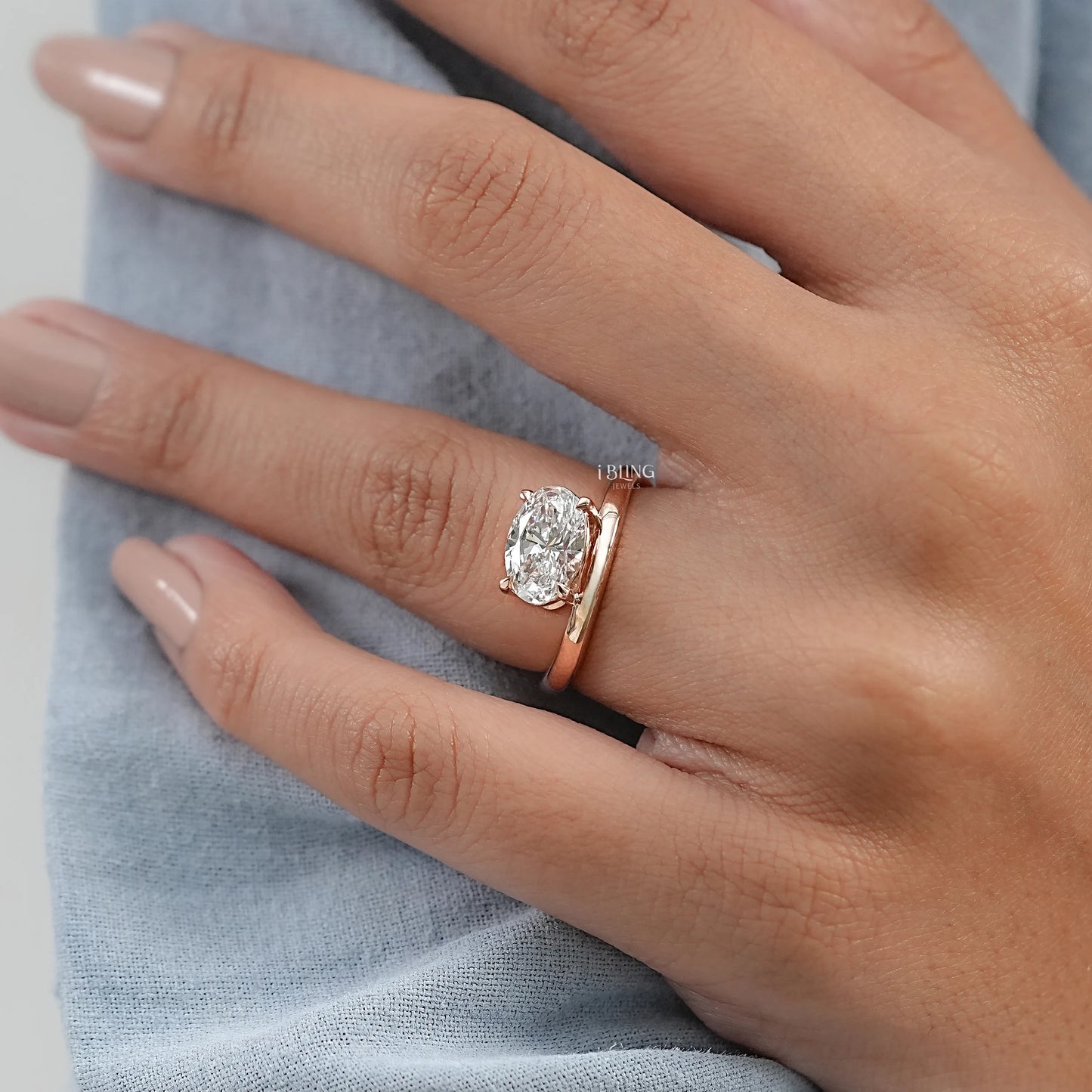 East West Oval Lab Diamond Solitaire Ring