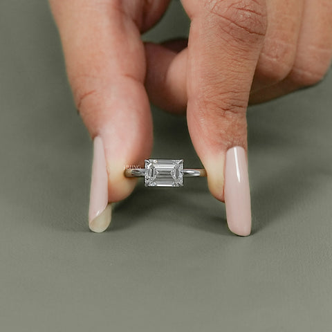 Emerald Cut Lab Grown Diamond Solitaire Engagement Ring