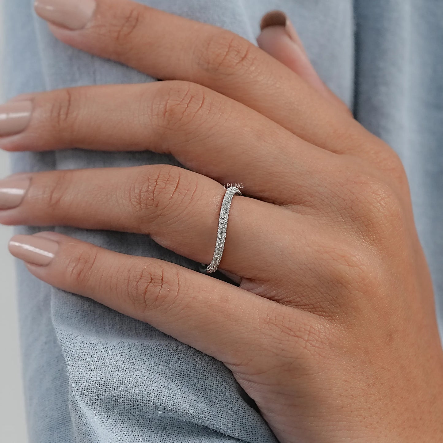 Round Lab Grown Diamond Pave Set Anniversary Band Band
