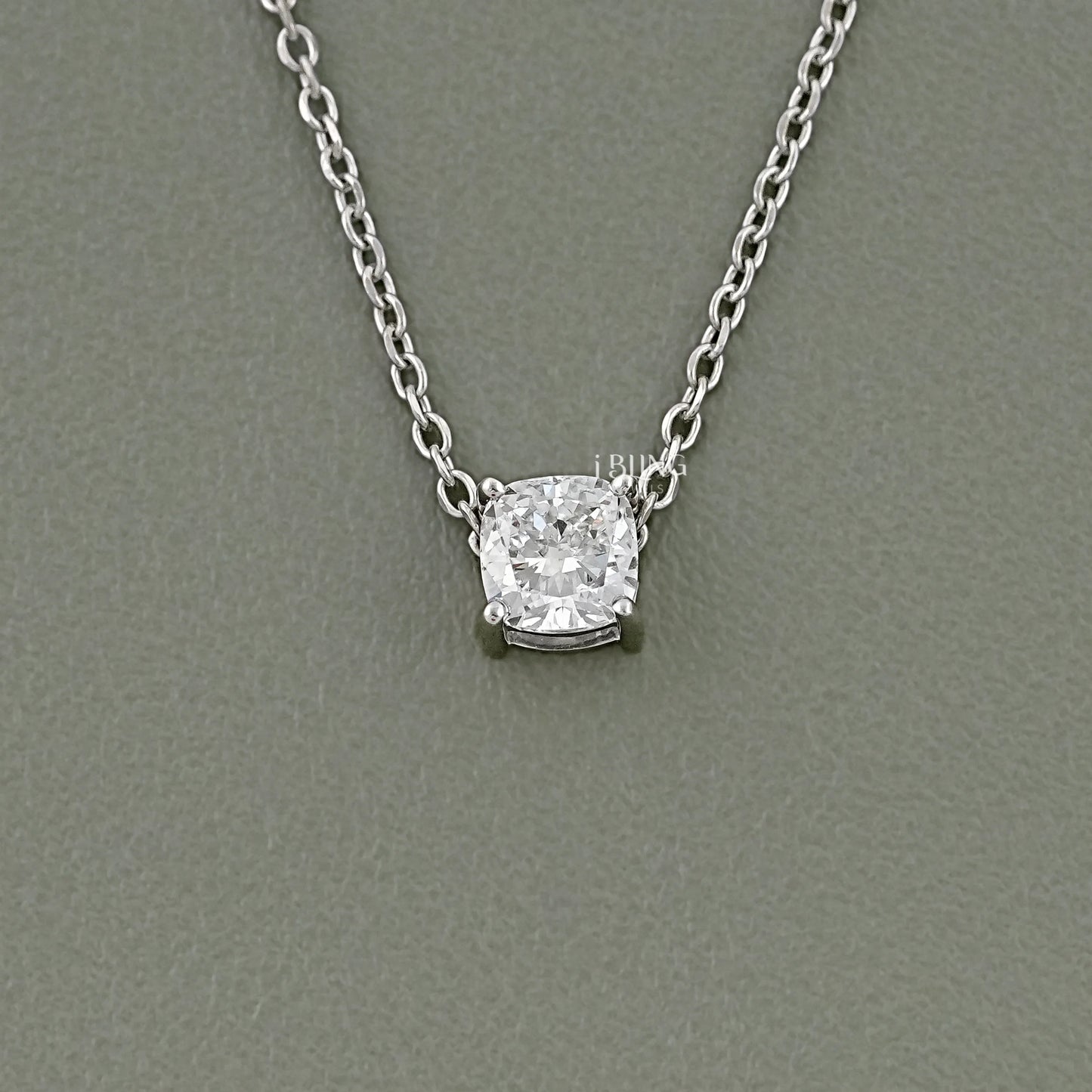 Square Cushion Lab Grown Diamond Solitaire Pendant Necklace Pendants