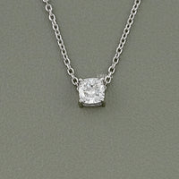 Square Cushion Lab Grown Diamond Solitaire Pendant Necklace