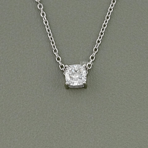 Square Cushion Lab Grown Diamond Solitaire Pendant Necklace