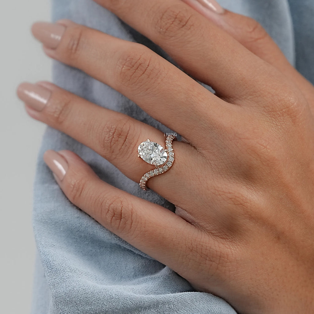 Oval Lab Grown Diamond Solitaire Accent Ring