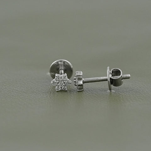 Floral Style Round Diamond Cluster Set Earrings