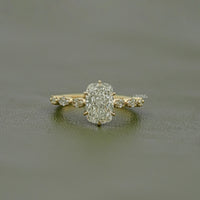 Elongated Cushion Lab Diamond Accent Engagement Ring