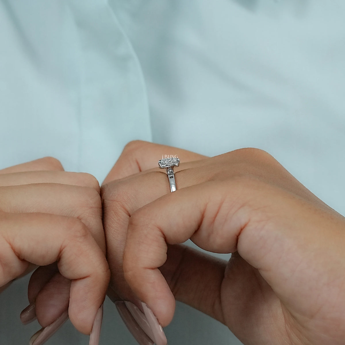 Elongated Cushion Lab Diamond East West Solitaire Ring Solitaire Ring