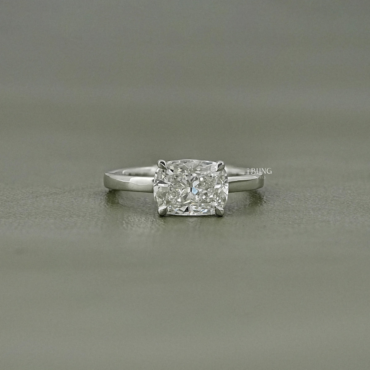 Elongated Cushion Lab Diamond East West Solitaire Ring Solitaire Ring
