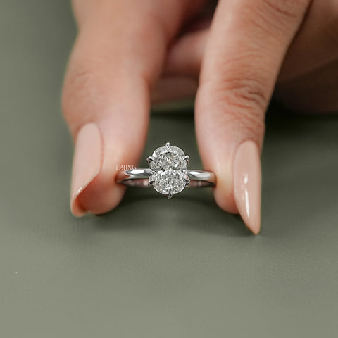 Elongted Cushion Cut Lab Diamond Solitaire Ring