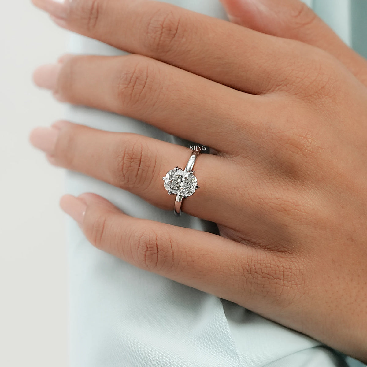 Elongted Cushion Cut Lab Diamond Solitaire Ring Solitaire Ring