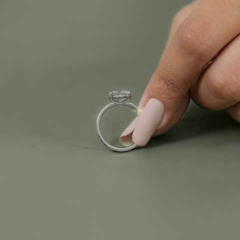 Elongated Cushion Lab Diamond East West Solitaire Ring