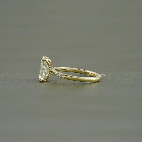 Emerald Cut Lab Grown Diamond Solitaire Accent Ring