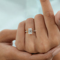 Emerald Cut Lab Grown Diamond Solitaire Accent Ring