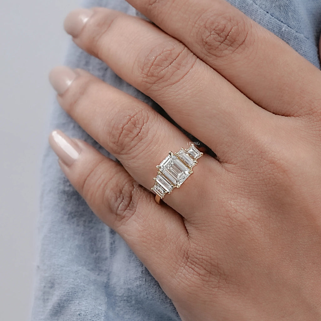 Emerald Cut Five Stone Engagement Ring