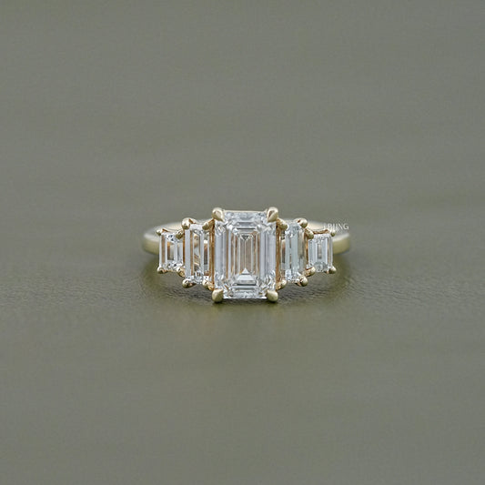 Emerald Cut Five Stone Engagement Ring