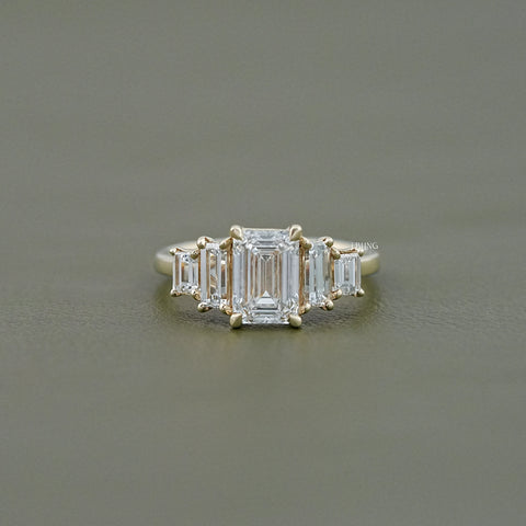 Emerald Cut Five Stone Engagement Ring