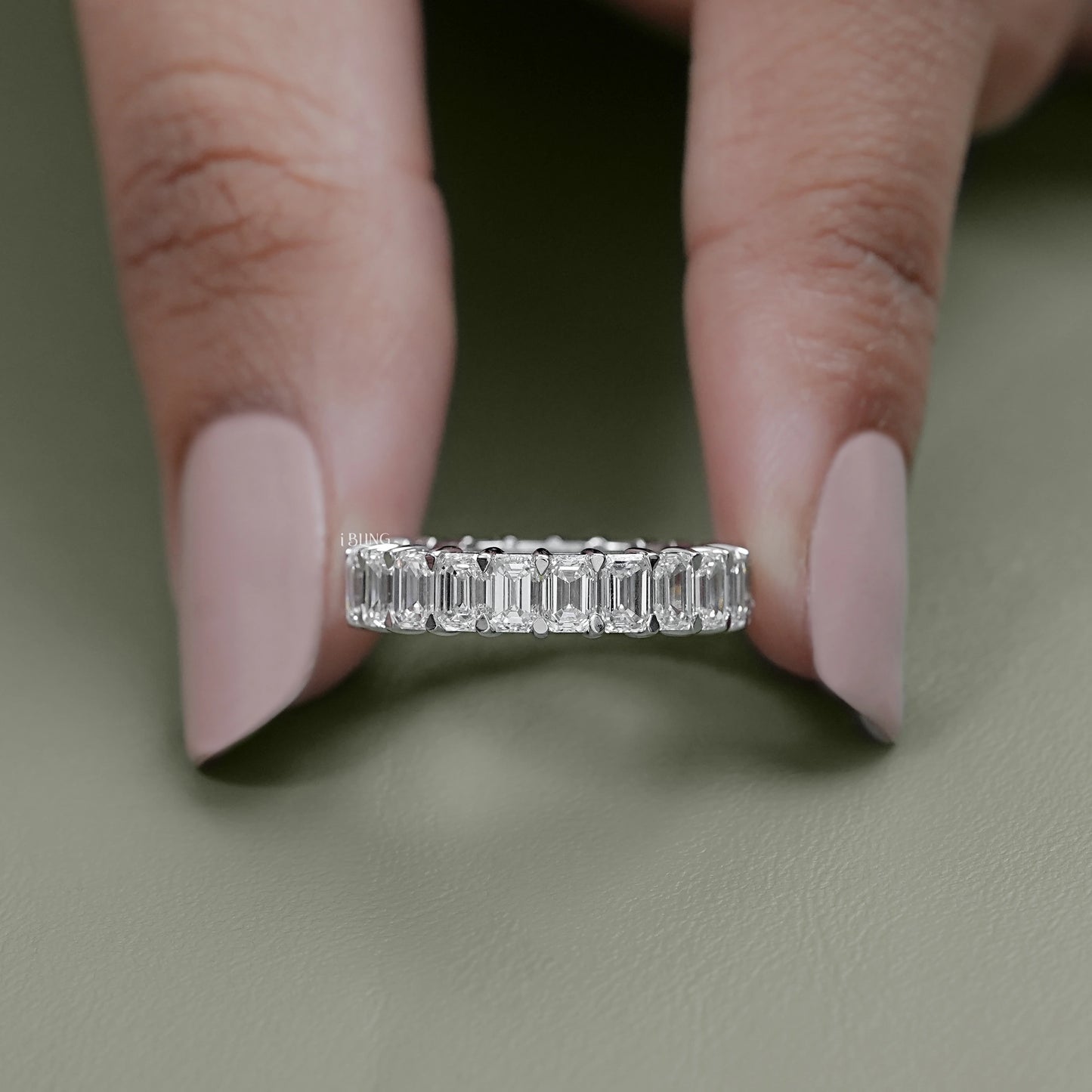 Emerald Cut Lab Diamond Full Eternity Band