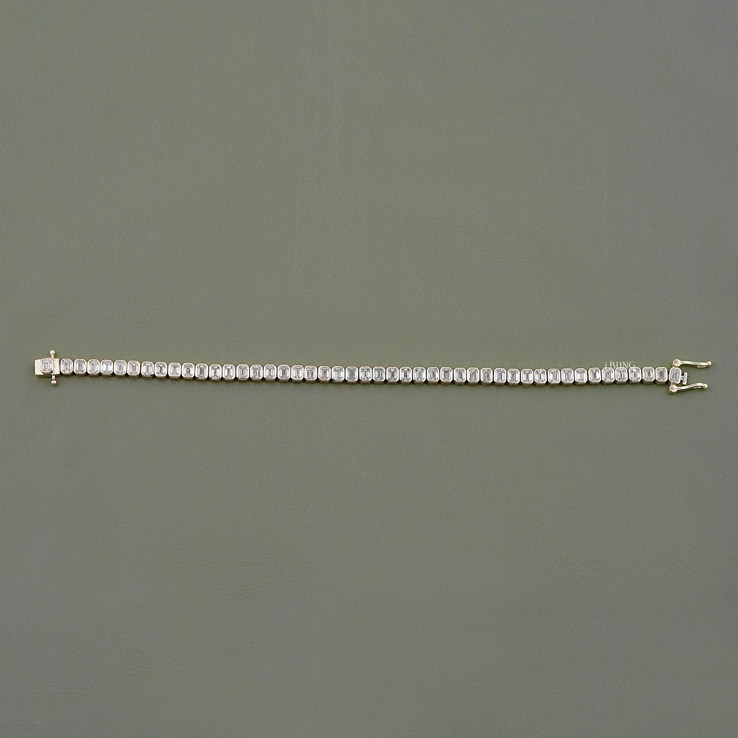 Emerald Cut Lab Diamond Bezel Tennis Bracelet