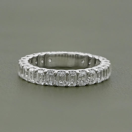 Emerald Cut Lab Diamond Full Eternity Wedding Band