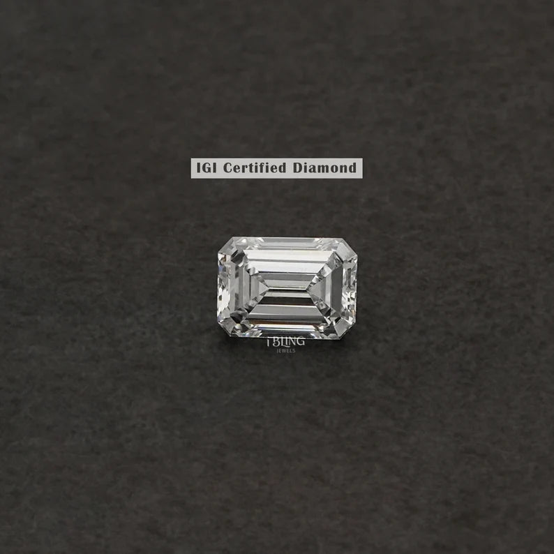 IGI Certified Emerald Cut Lab Grown Diamond