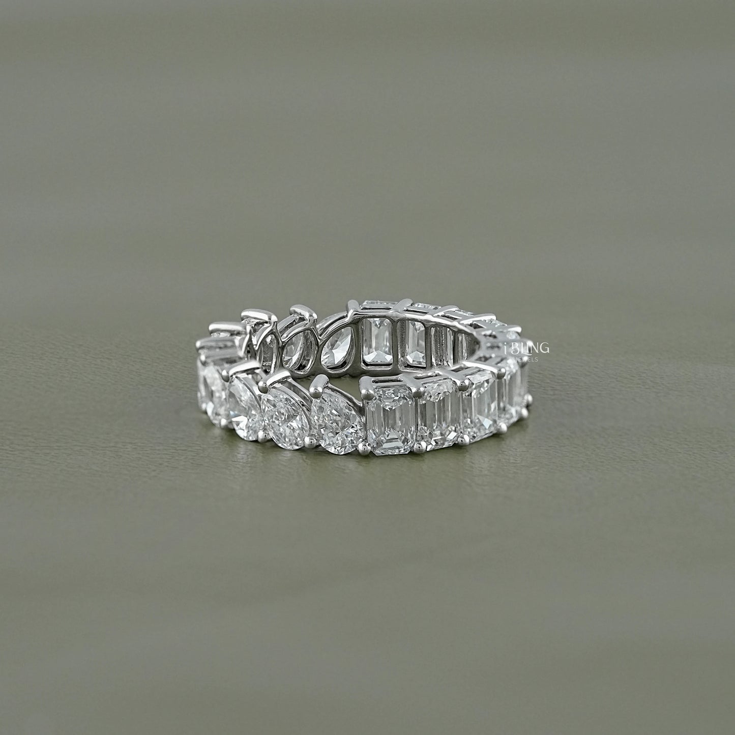 Pear & Emerald Cut Lab Grown Diamond Eternity Wedding Band