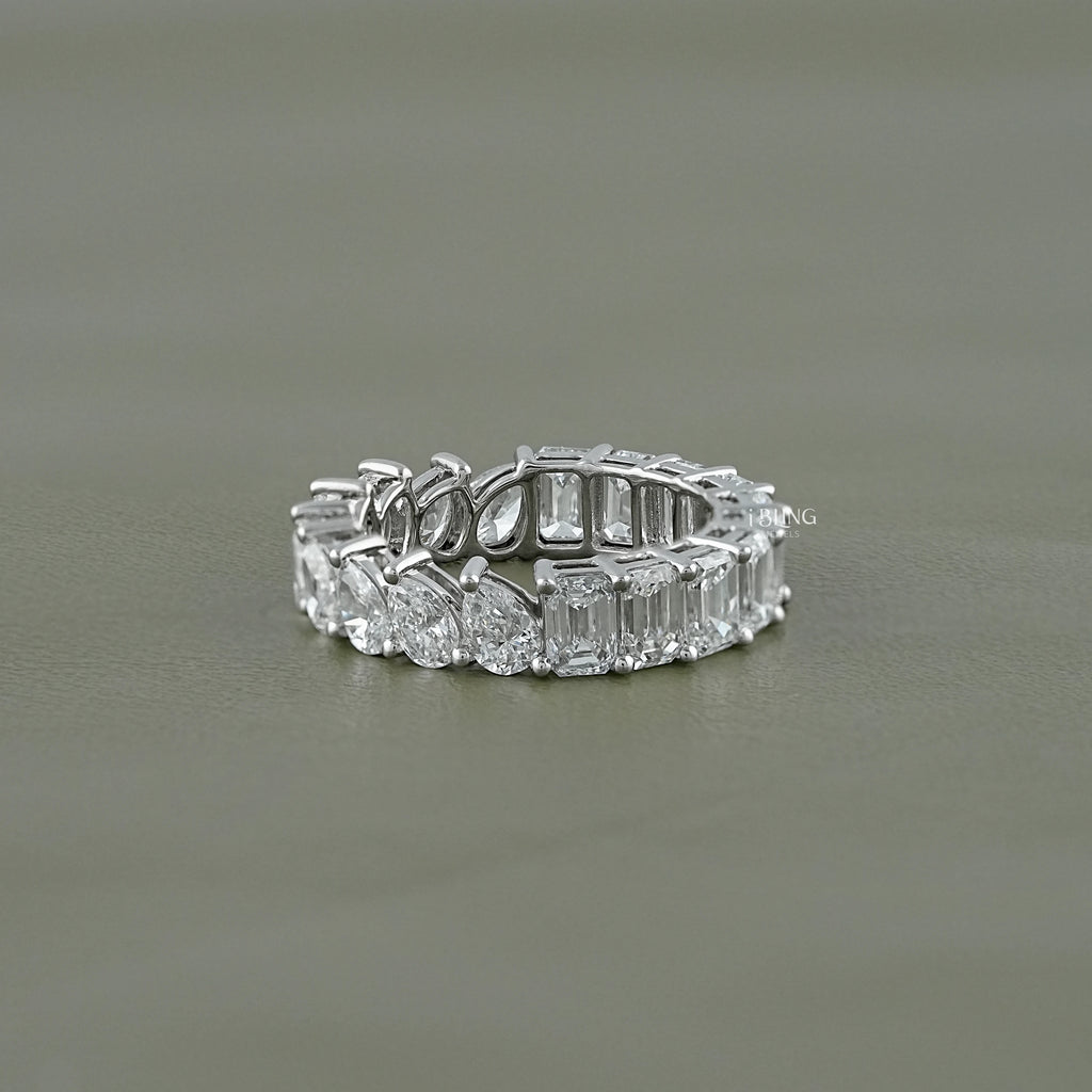Pear & Emerald Cut Lab Grown Diamond Eternity Wedding Band