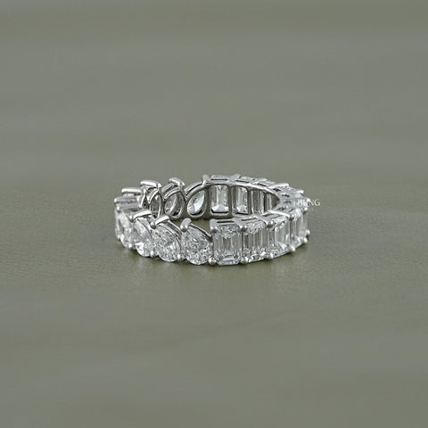 Pear & Emerald Cut Lab Grown Diamond Eternity Wedding Band