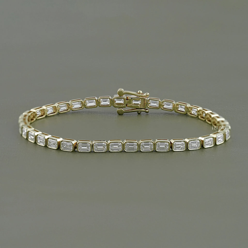 Emerald Cut Lab Grown Diamond Tennis Bracelet