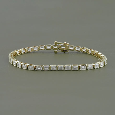 Emerald Cut Lab Grown Diamond Tennis Bracelet