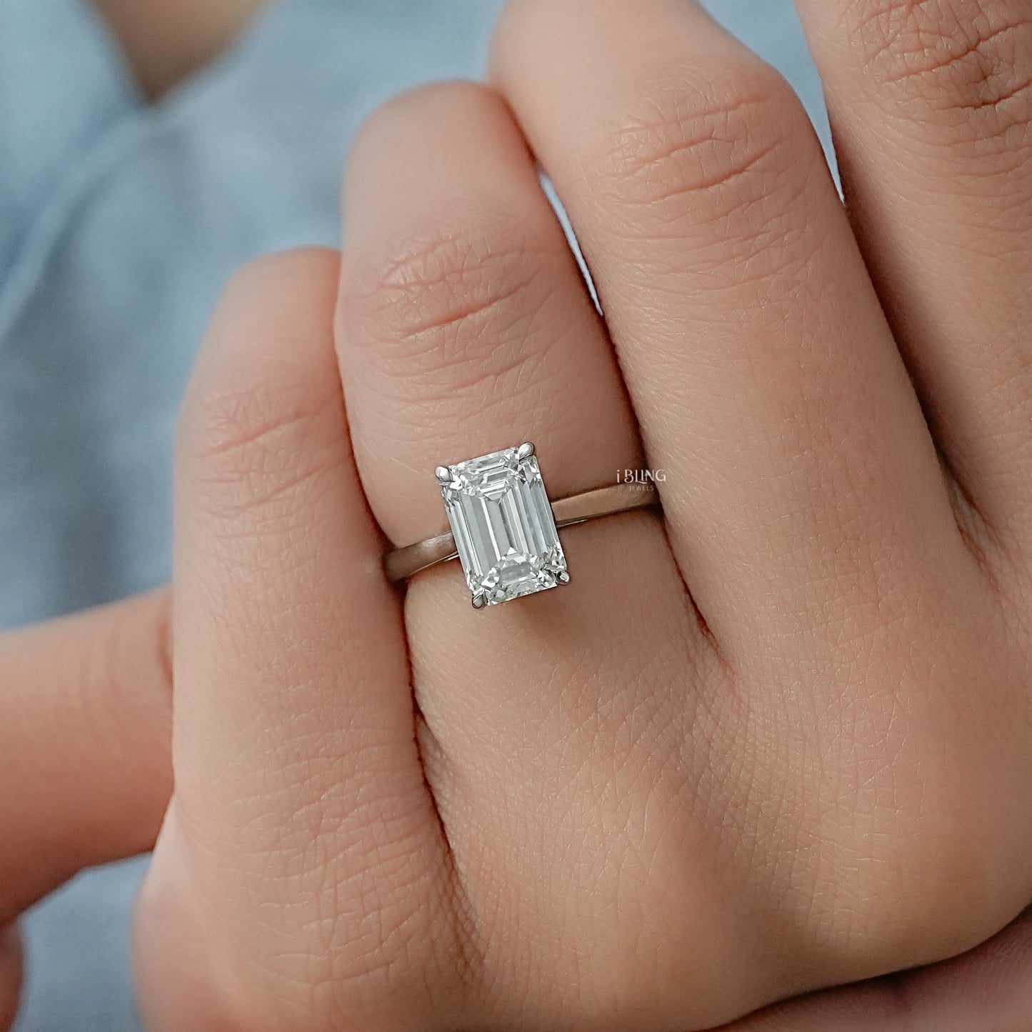 Emerald Cut Lab Grown Diamond Solitaire Ring