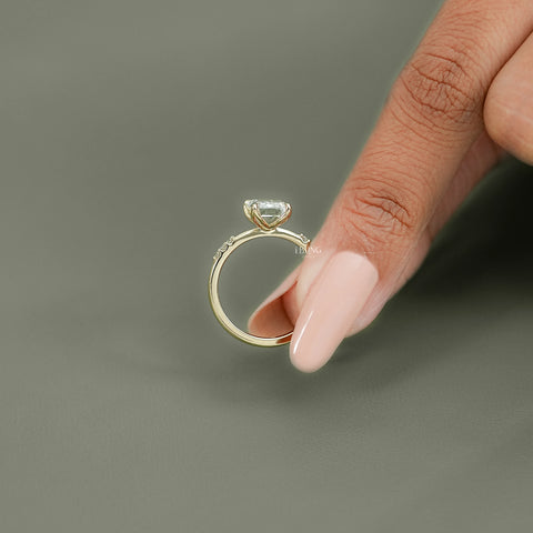 Emerald Cut Lab Grown Diamond Solitaire Accent Ring