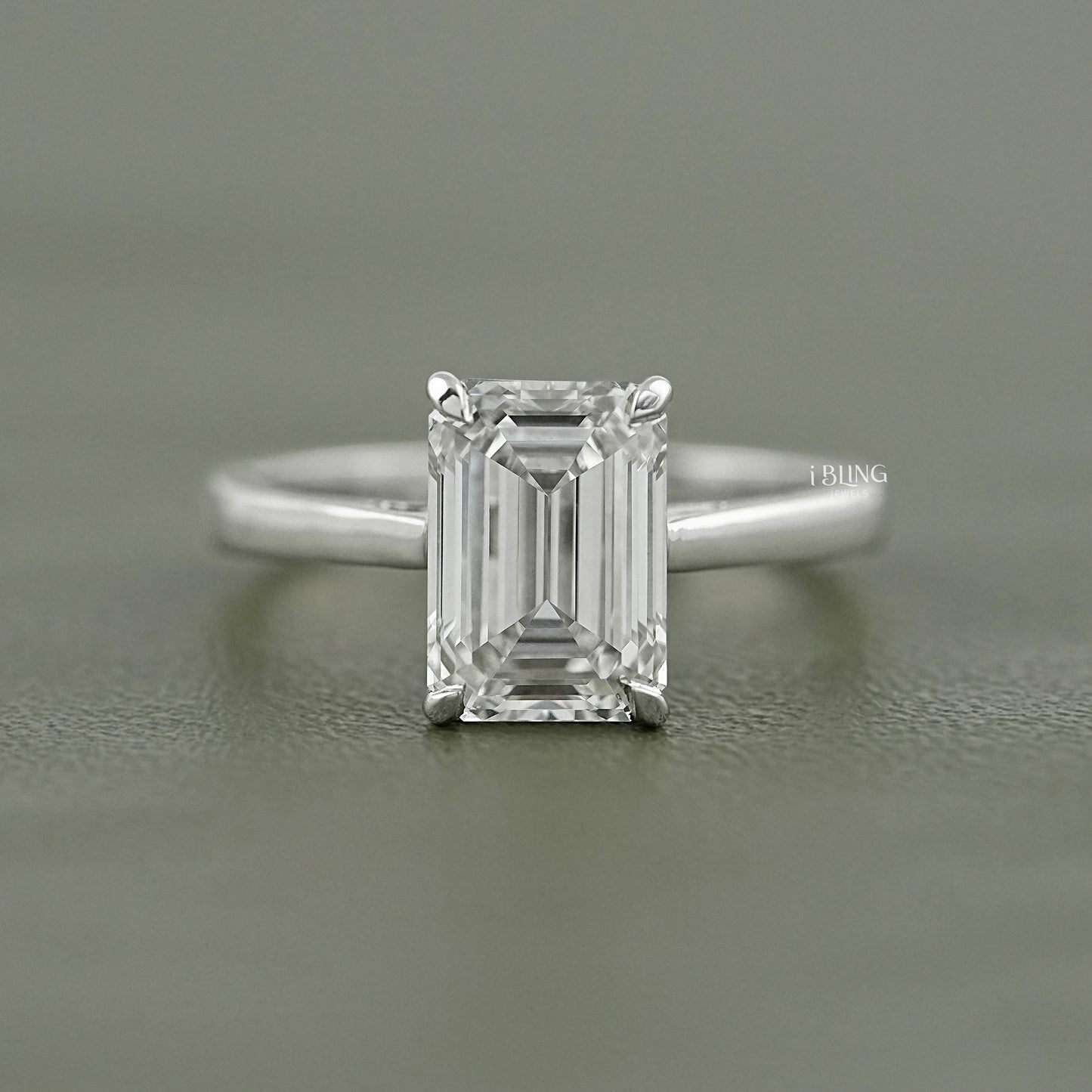 Emerald Cut Lab Grown Diamond Solitaire Ring