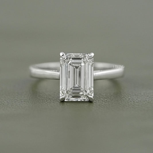 Emerald Cut Lab Grown Diamond Solitaire Ring