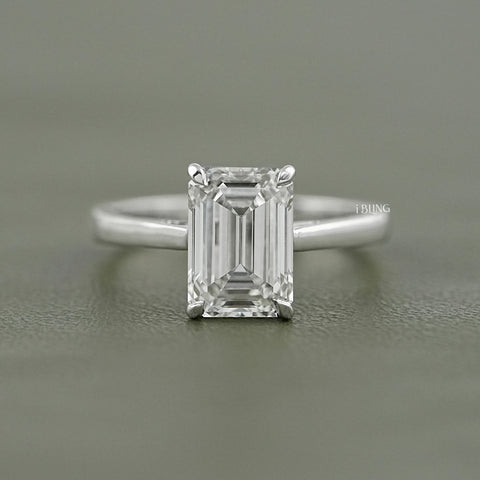 Emerald Cut Lab Grown Diamond Solitaire Ring