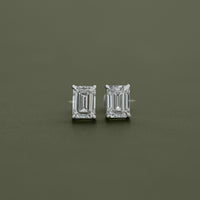 Emerald Cut Lab Grown Diamond Screw Back Earrings