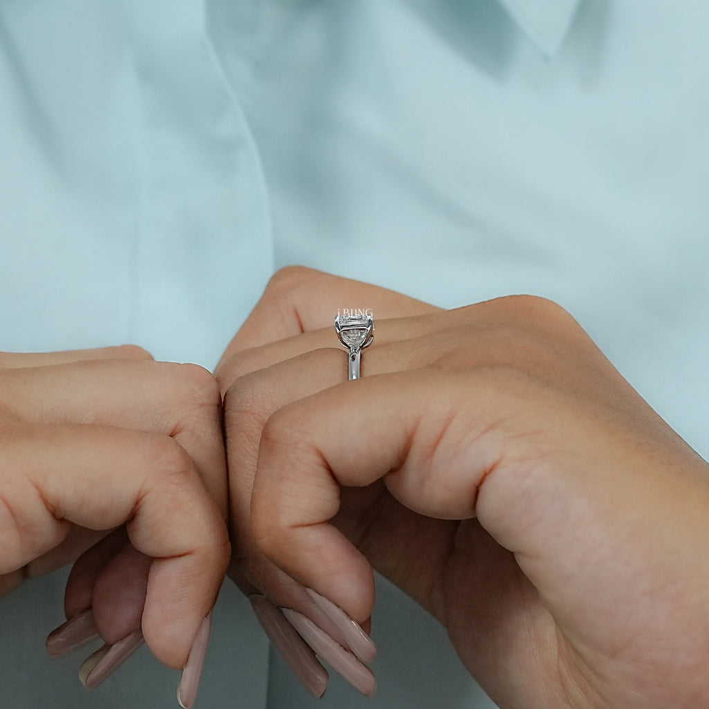 Emerald Cut Lab Grown Diamond Solitaire Engagement Ring