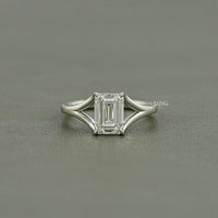 Emerald Cut Lab Diamond Solitaire Split Shank Ring